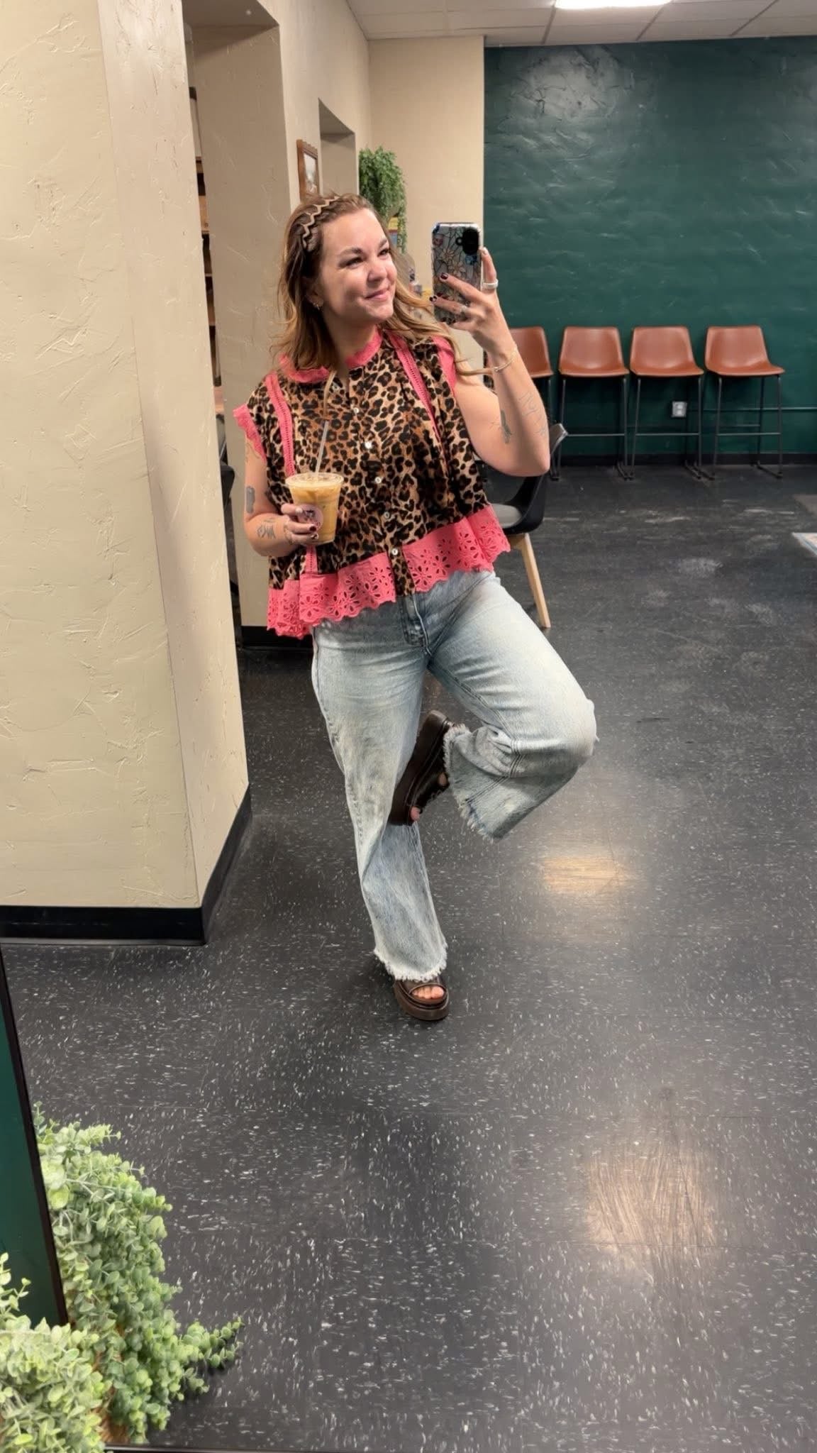Leopard Button Up Blouse