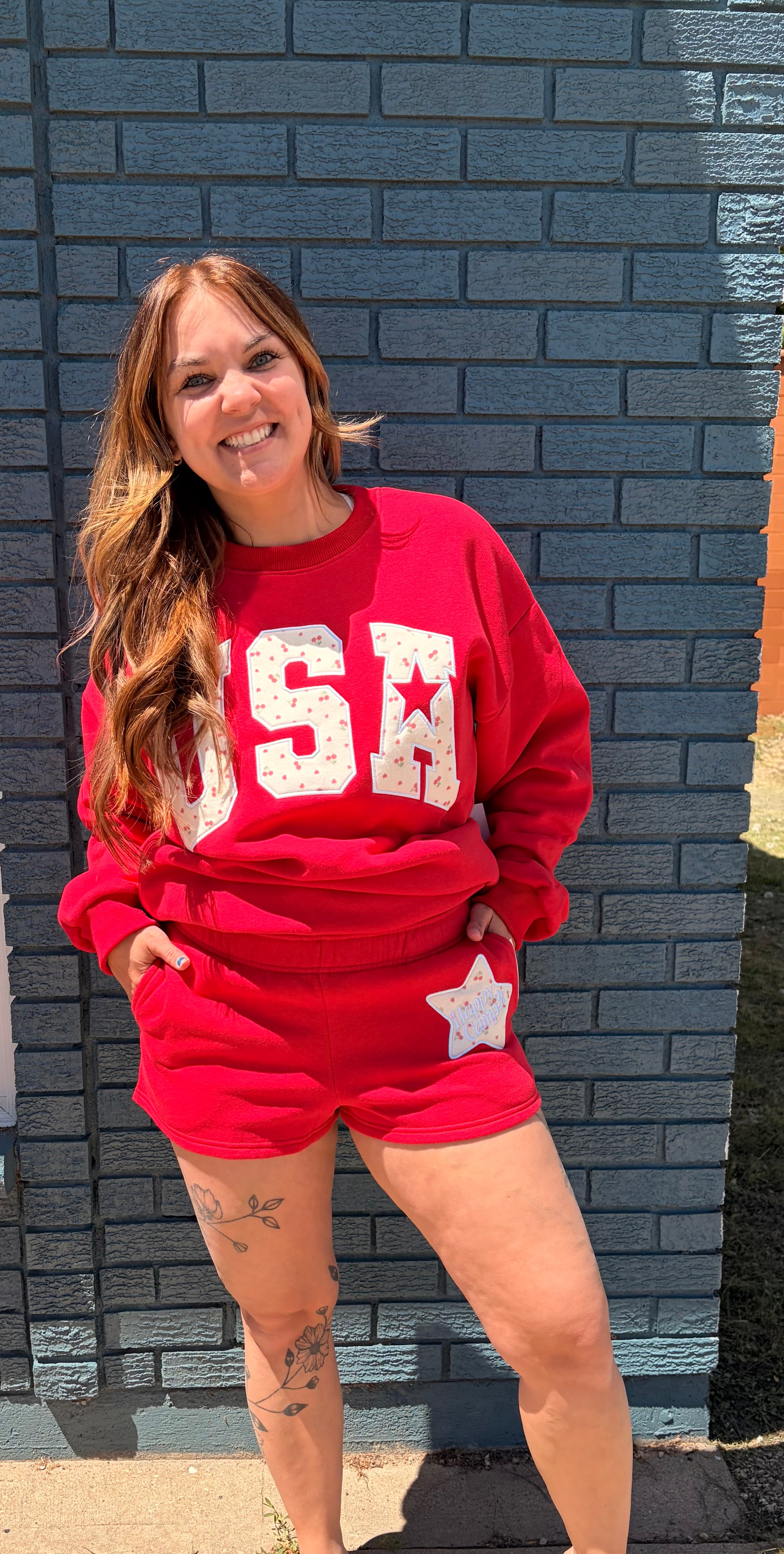 Red USA Happy Camp3r sweatshirt