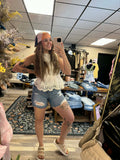 High Rise Mid Length Jean Shorts