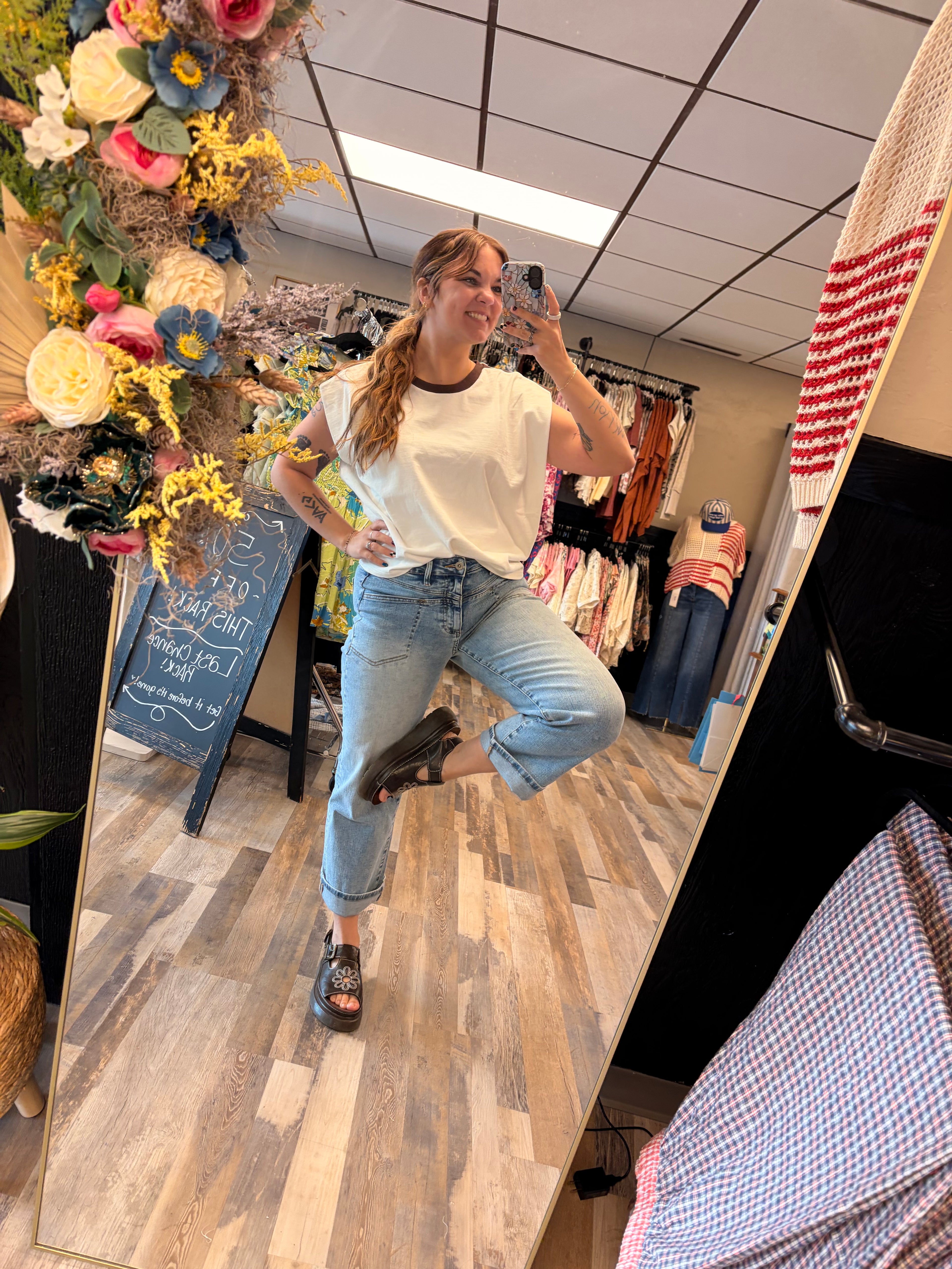 High Rise Yoke Crop Jeans