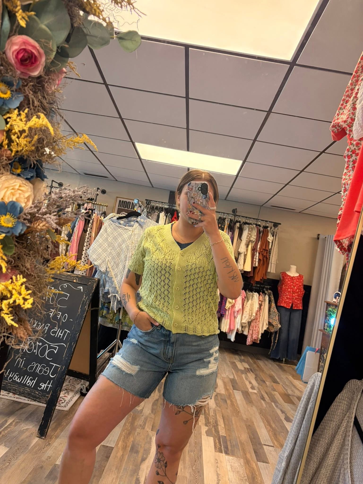 Short Sleeve Crochet Knit Cardigan