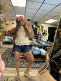 Mid Rise Button Down Shorts