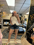 High Rise Button Fly Cuff Shorts