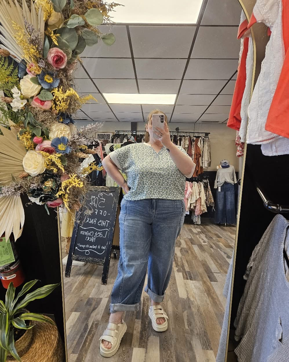 Floral Split Neck