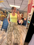 Patchwork Textured Knit Wide Leg Pants