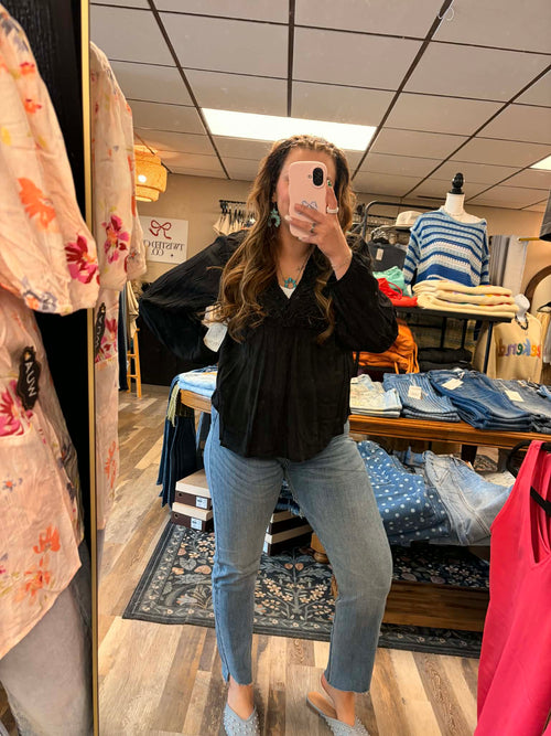 Black Lace Babydoll Top