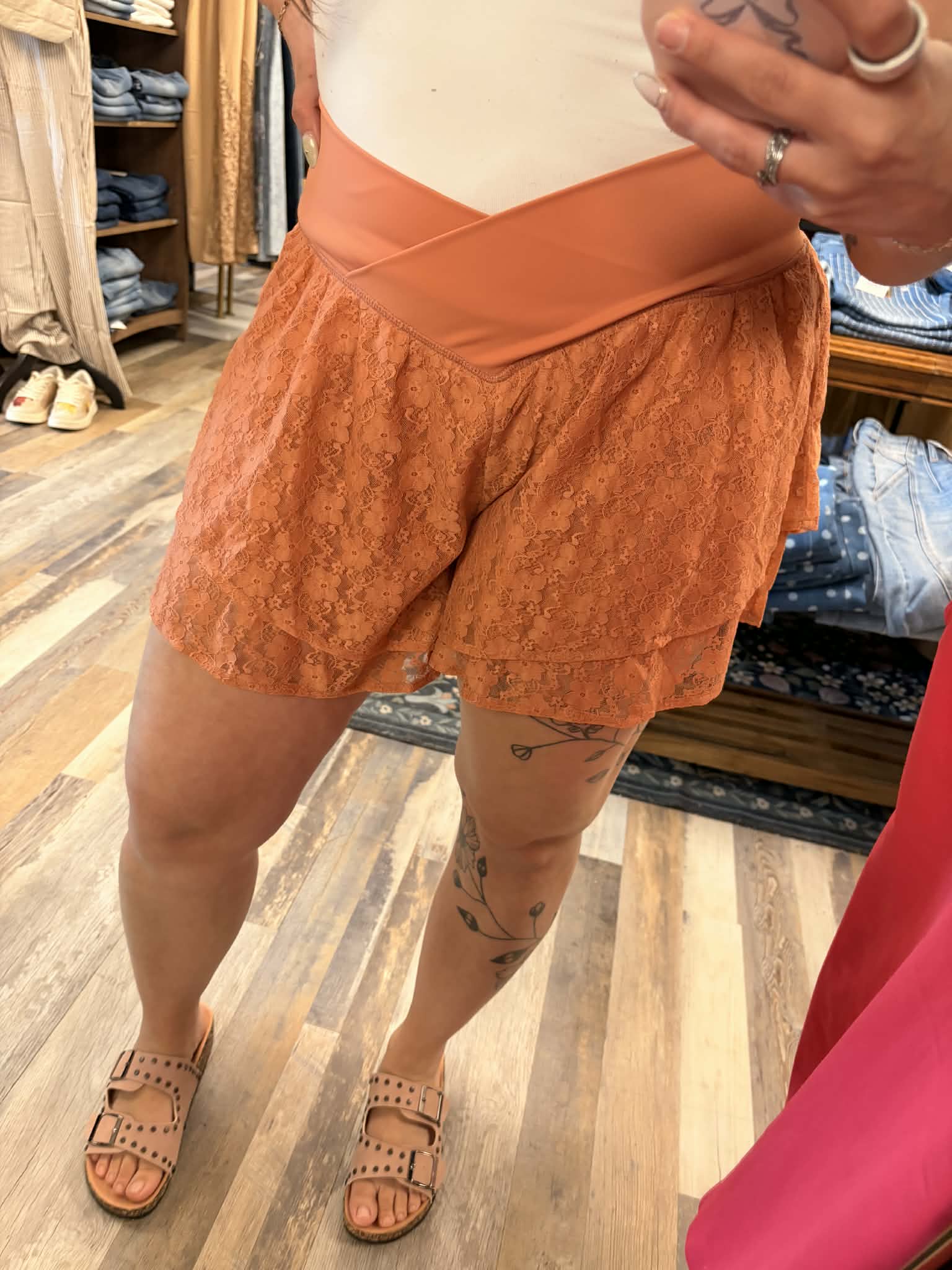 Salmon Ruffle Shorts