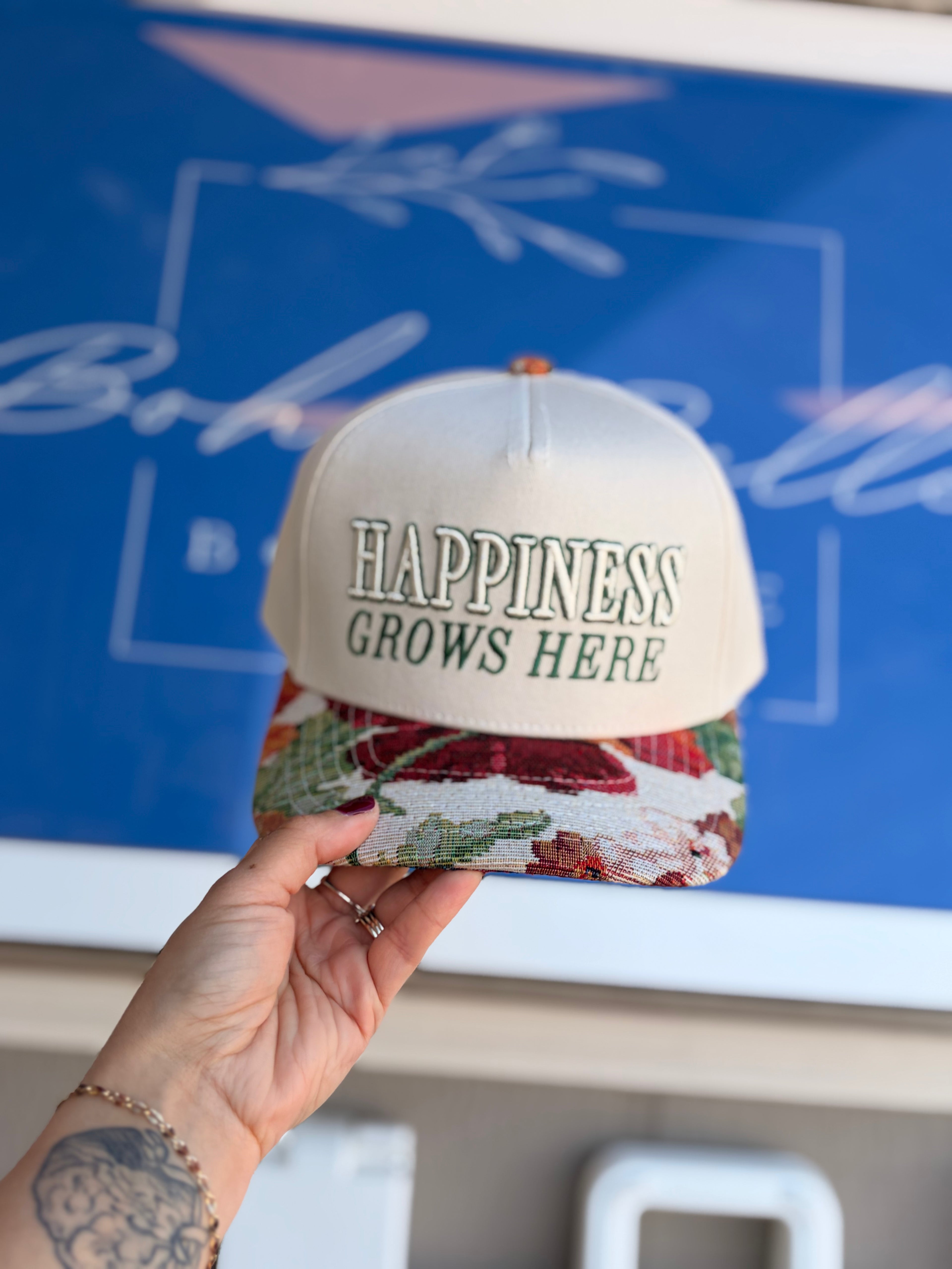 Happiness Grows Here Hat