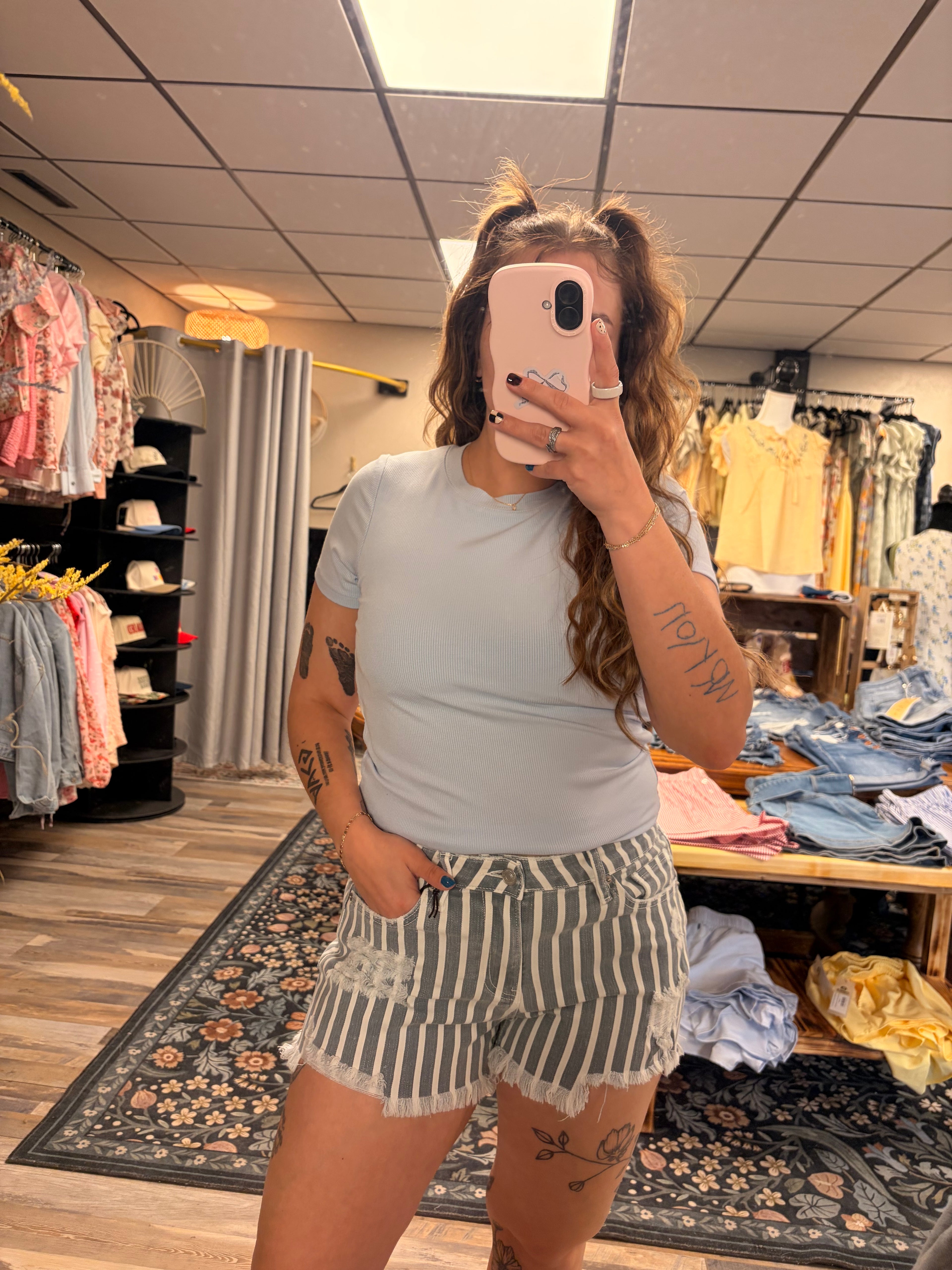 High Rise Striped Shorts